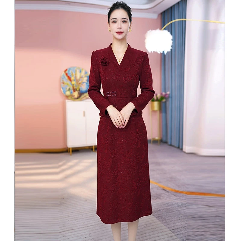 JG-24D210CX 新款2024年冬季精致优雅复古连衣裙时尚显瘦 M-4XL