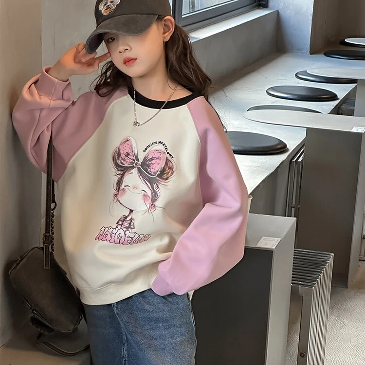 女童卫衣春秋2024新款洋气儿童长袖中大童秋装小女孩秋季宽松上衣