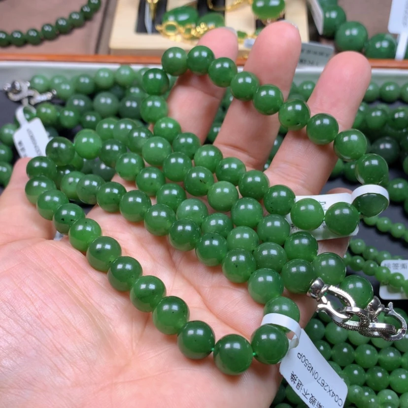 【闪购商品】和田玉（碧玉）颈饰未镶嵌绿**浓卡10