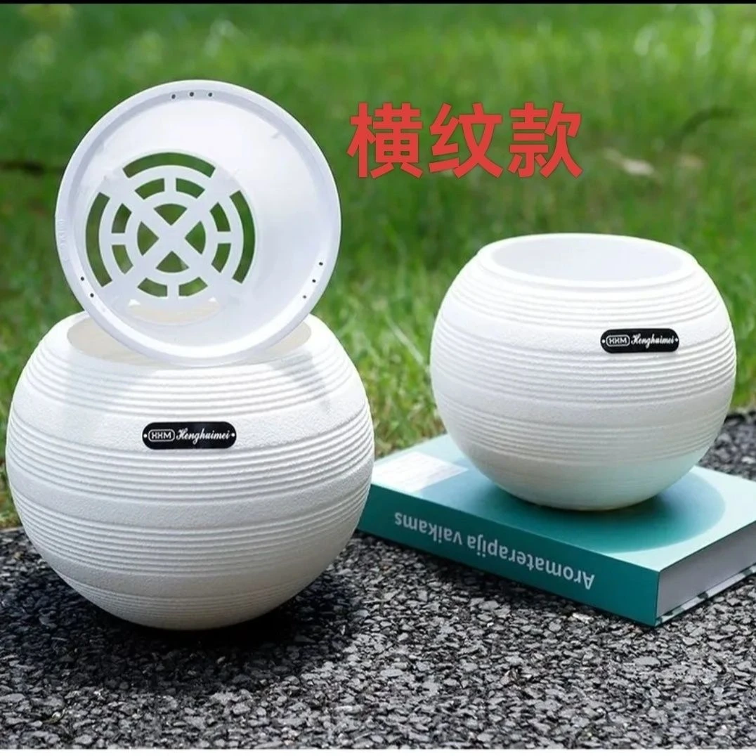 简约轻奢懒人吸水浇水花盆树脂球形家用自动桌面水培花盆胖圆球盆