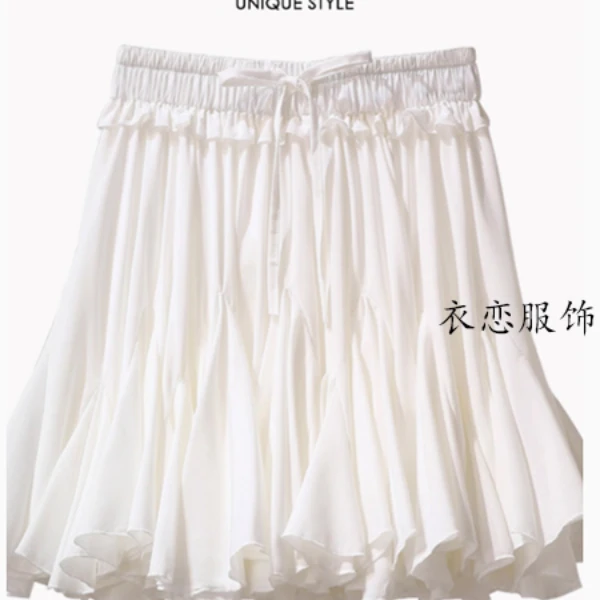 2025初春季时尚新款小仙女学院风设计感显瘦显身材白色褶皱半身裙