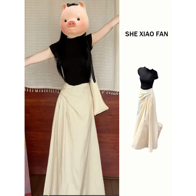 高级感小众2024年时尚新款显瘦休闲半身裙简约超仙中长款a字裙子