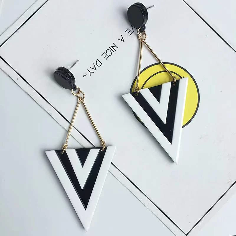 铁合金亚克力耳饰 欧美流行大款个性三角形夸张耳饰耳环