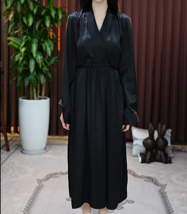 【禧宝的小店】摩登女神香云纱连衣裙J22011