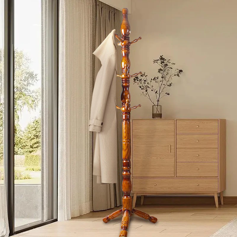 白蜡木衣帽架实木落地卧室衣服架子房间客厅家用立式简易挂包架