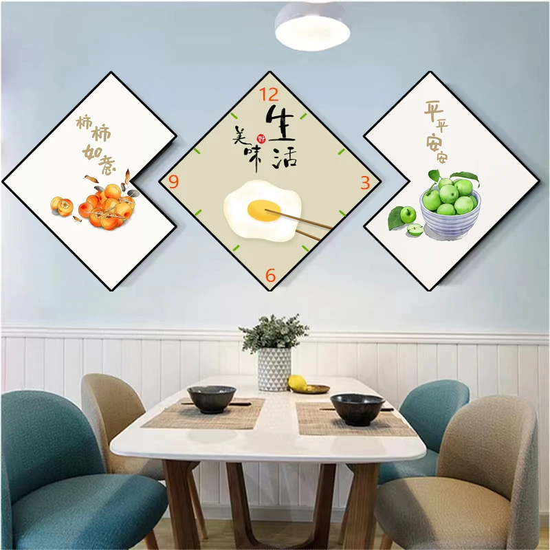 菱形异形现代简约铝合金晶瓷画餐厅画挂画餐厅墙画多款图案可选