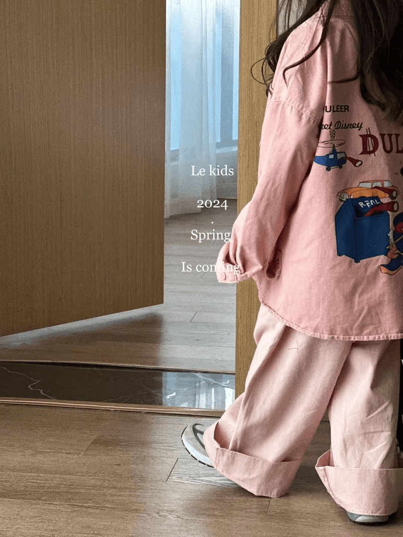 女童潮酷风米色粉色裤子