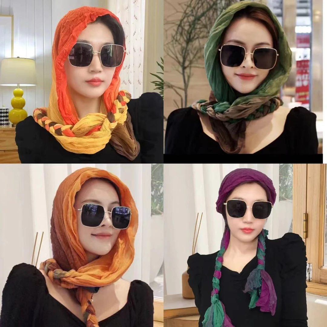 【加长版】2025春夏新款拍照多功能压皱发辫丝巾女款