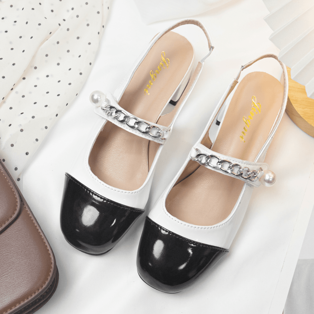 拼色玛丽珍凉鞋女粗跟法式复古包头凉拖温柔风配裙子单鞋夏季百搭