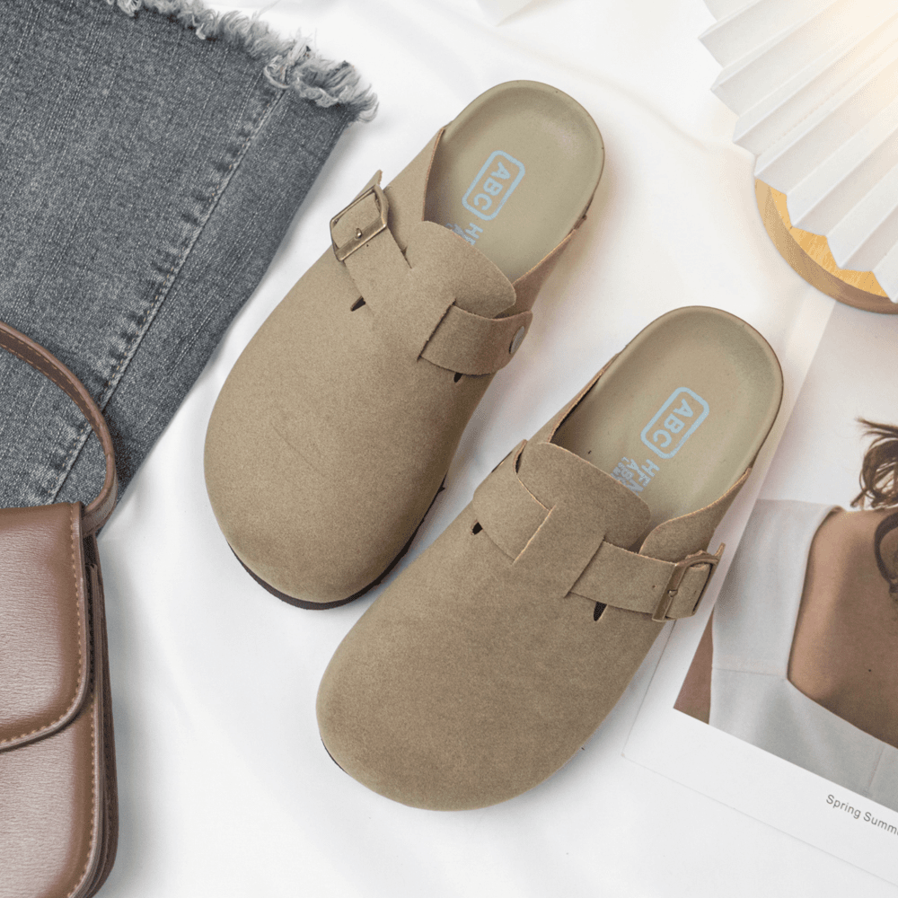 倾蔷 勃肯鞋女半拖2024年春季新款平底森系复古女鞋博肯包头拖鞋夏外穿