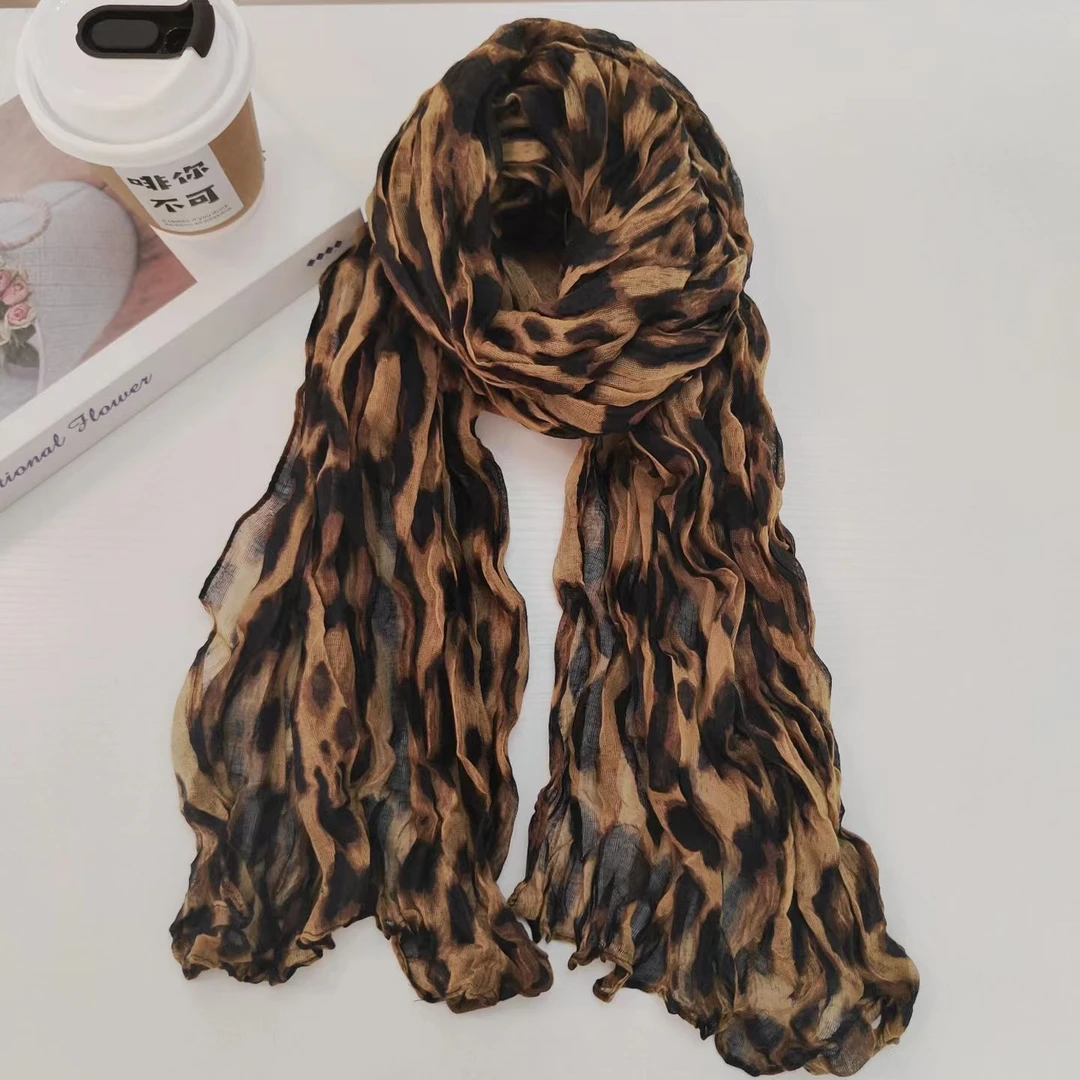 小众设计甜酷复古豹纹流苏围巾女新款辣妹风秋冬爆款披肩气质