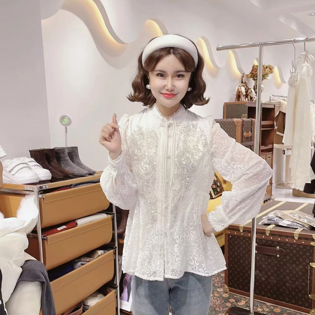 闺蜜精品112021【等雪落】重工丝绒衬衫