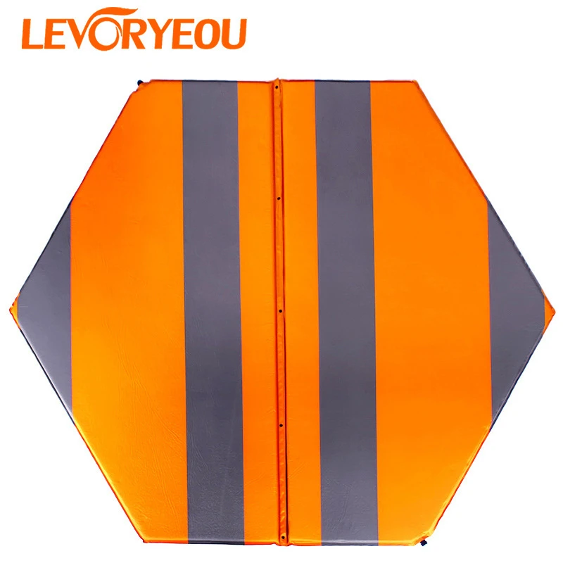 户外六角自动充气垫折叠加宽加厚坐垫便携露营防潮垫野餐帐篷地垫