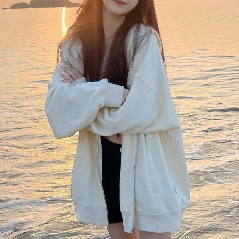 CKKOR超火卫衣女春秋oversize连帽薄款外套韩版宽松慵懒开衫上衣