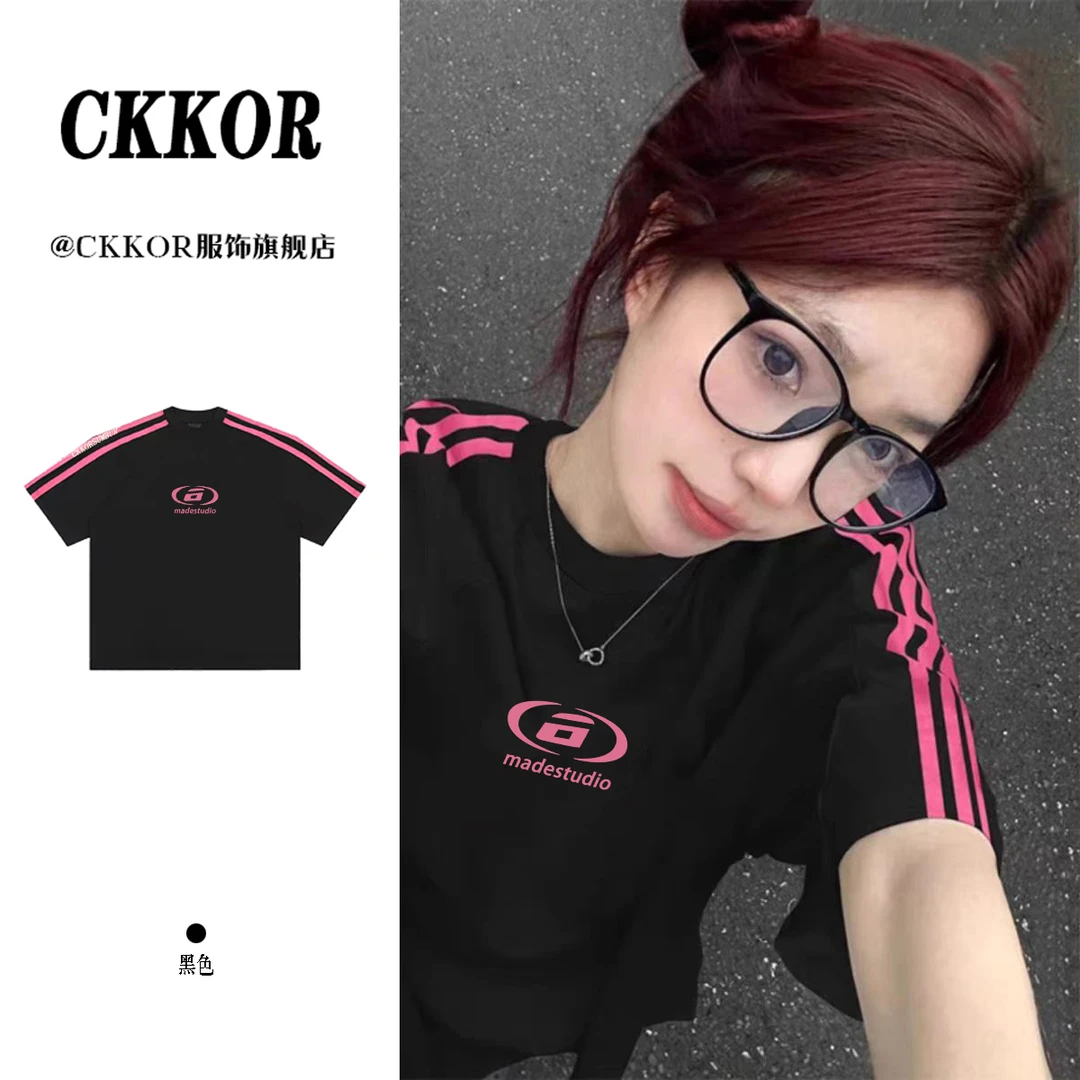 【CKKOR】美式开春上衣复古省钱风百搭潮牌高端圆领休闲宽松t恤时尚