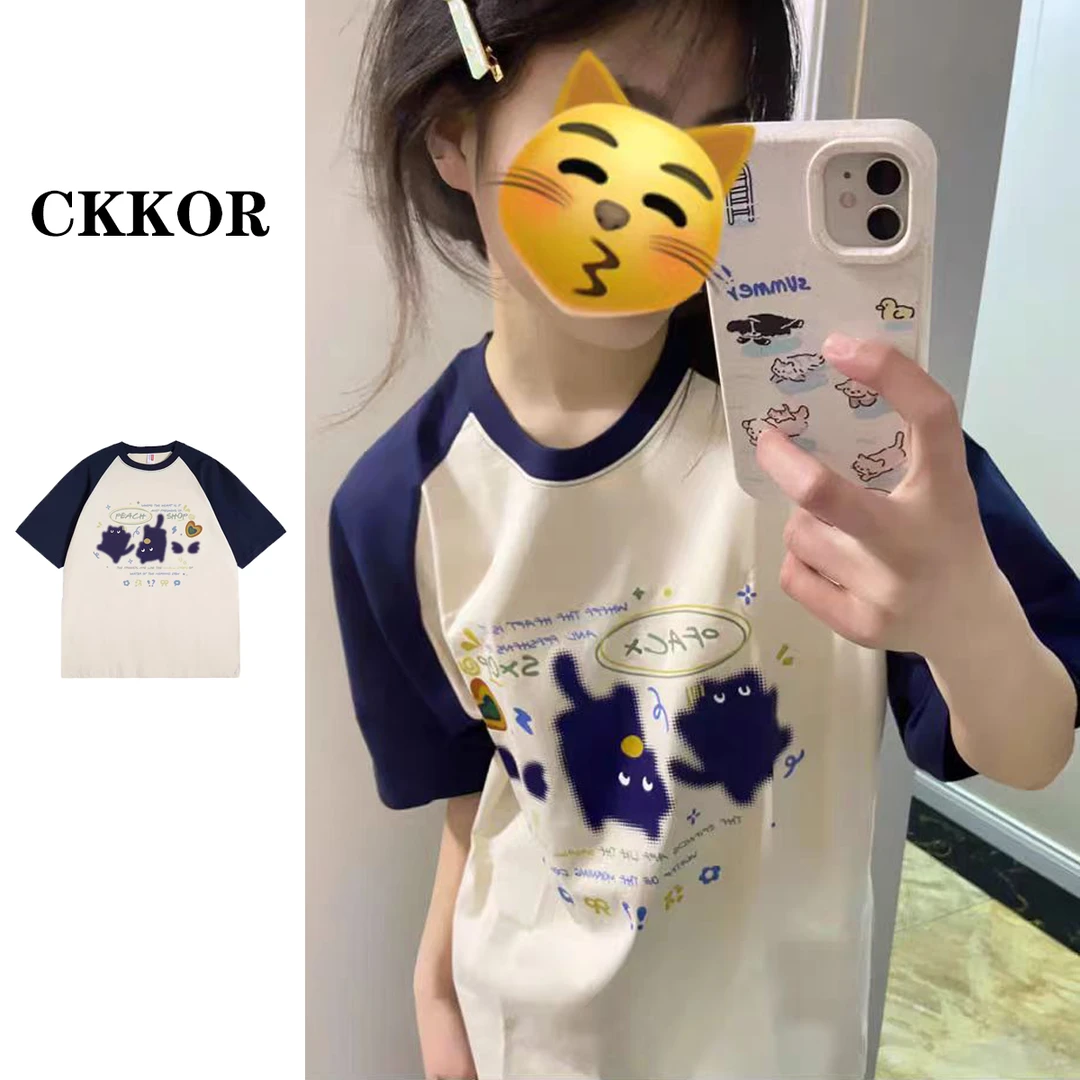 【CKKOR】时尚上衣休闲夏季潮牌高档男女同款t恤小众美式百搭圆领