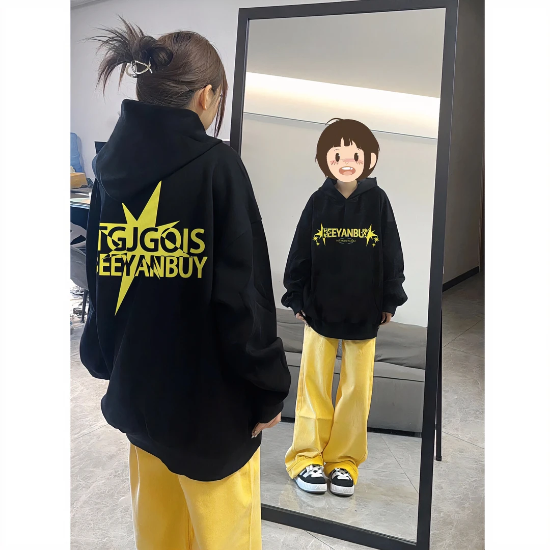 CKKOR高街风连帽衫卫衣春秋薄款情侣装长袖卫衣潮流学生韩版印花