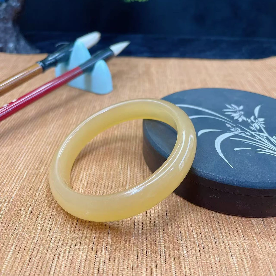 【文轩阁珠宝】黄龙玉常规冰种玉镯子女款天然黄玉黄色黄翡时尚