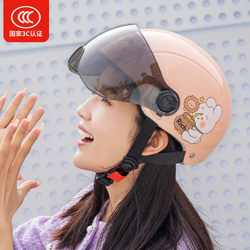 电动车头盔3C认证女款夏季男士安全帽轻便透气防晒可爱电瓶车半盔
