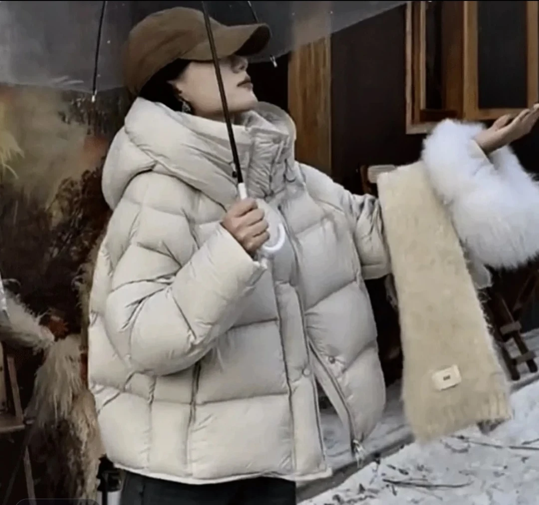 90鸭绒云感泡芙气质中长款加厚保暖时尚连帽羽绒服服KC-30YN1