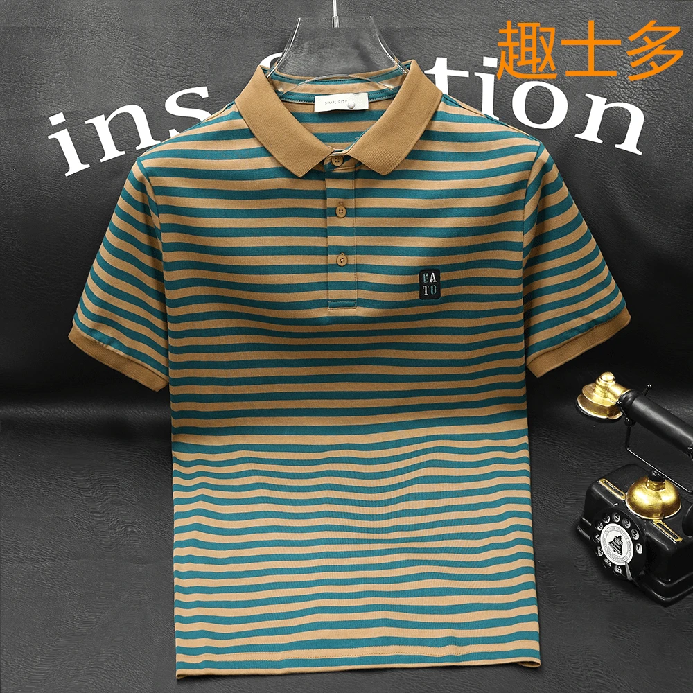 欧货2025夏季高端撞色刺绣修身短袖polo衫男士翻领时尚潮流半袖男