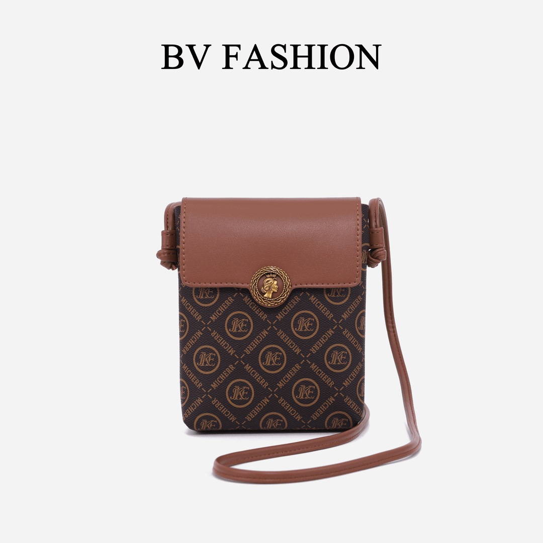 BV FASHION时尚简约休闲手机包女士百搭斜挎小包EL24065372咖啡色