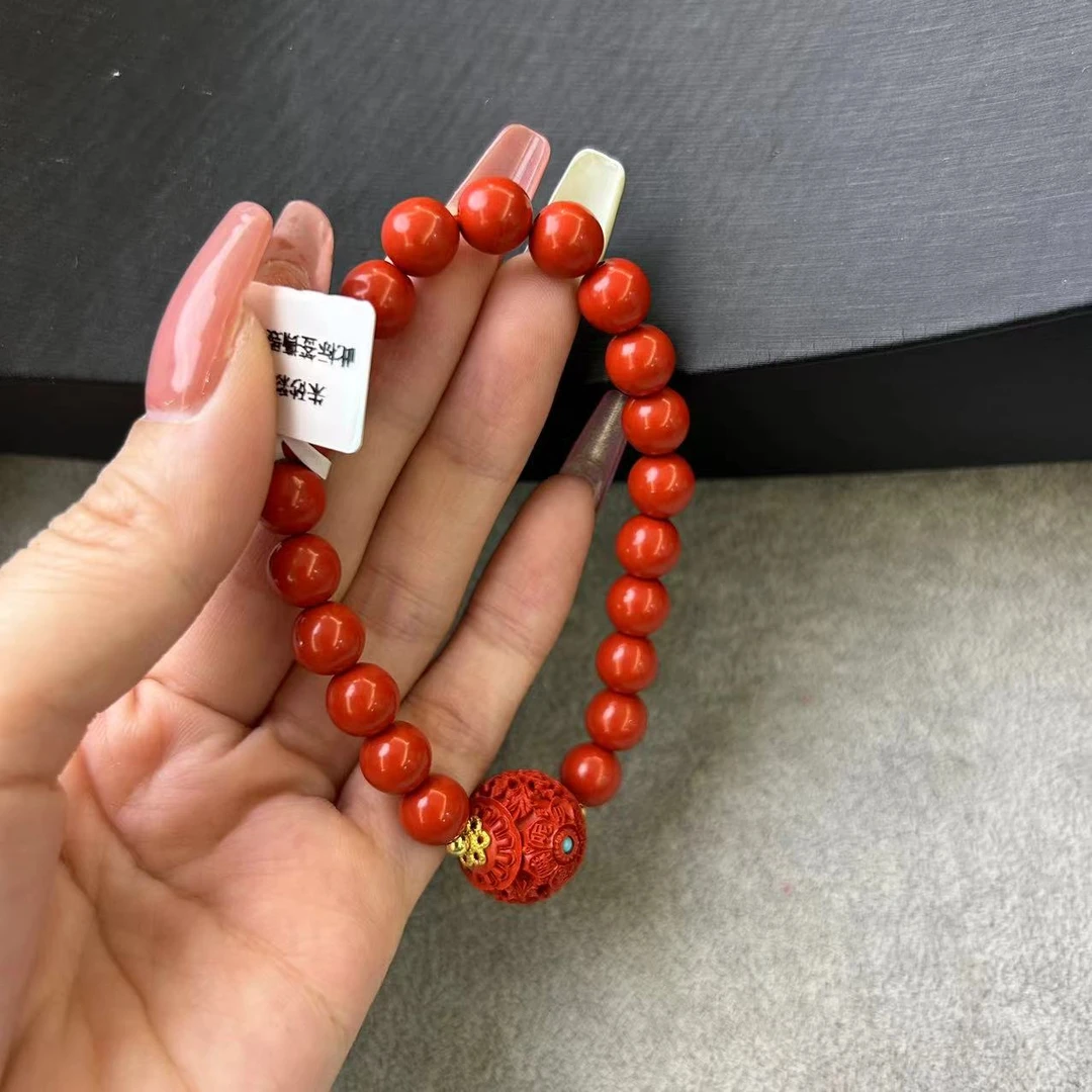 含辰砂工艺品朱砂彩球手串*YFZS17278（多样性发一个）