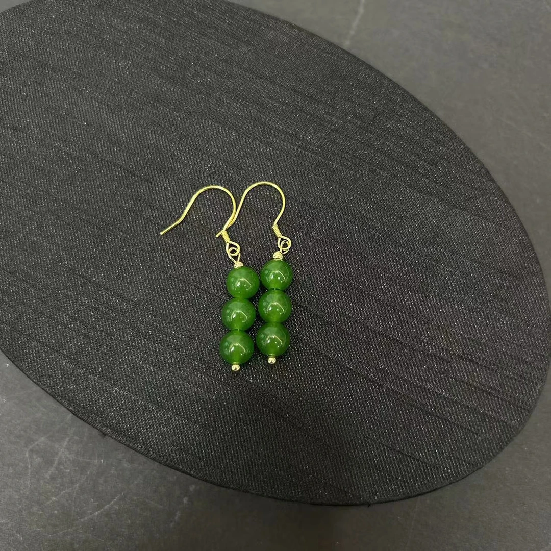 925碧玉三珠耳钩6m（多样性发一件）