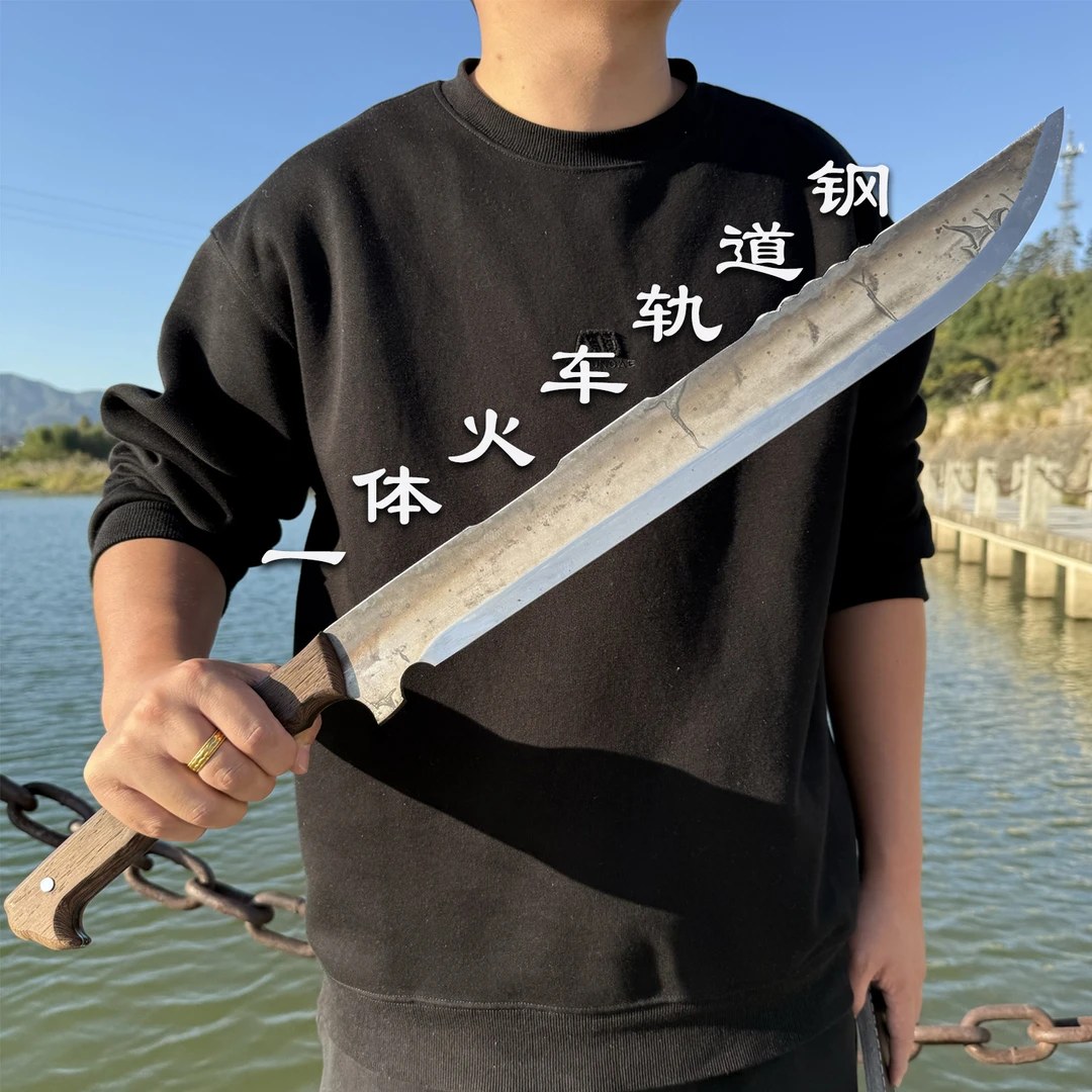 【花梨木柄】轨道钢短刀淬火加厚刀户外车载防身冷兵器手工未开刃