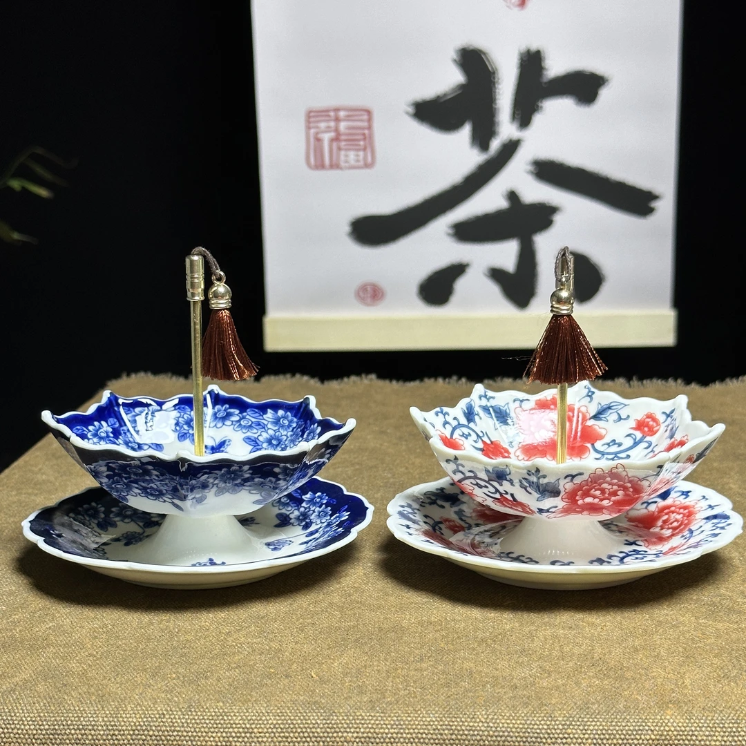 新品创意青花雨伞茶漏茶滤全瓷一体滤茶器陶瓷功夫茶具家用精美