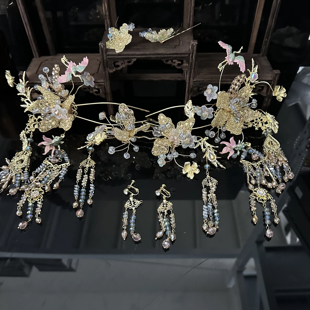 HZ941金色结婚新娘新中式婚礼秀禾服国风套装饰品头饰