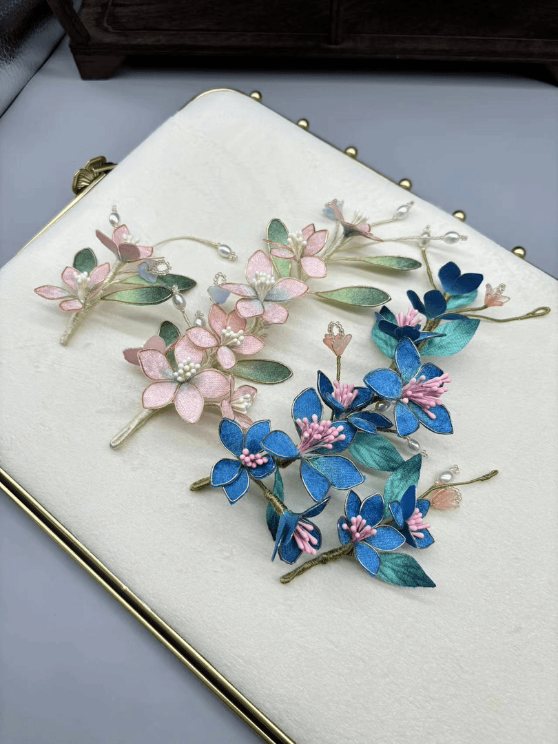 《步步生花》软簪可爱复古古风紫色仙气手作小清新手工掐丝工艺发簪