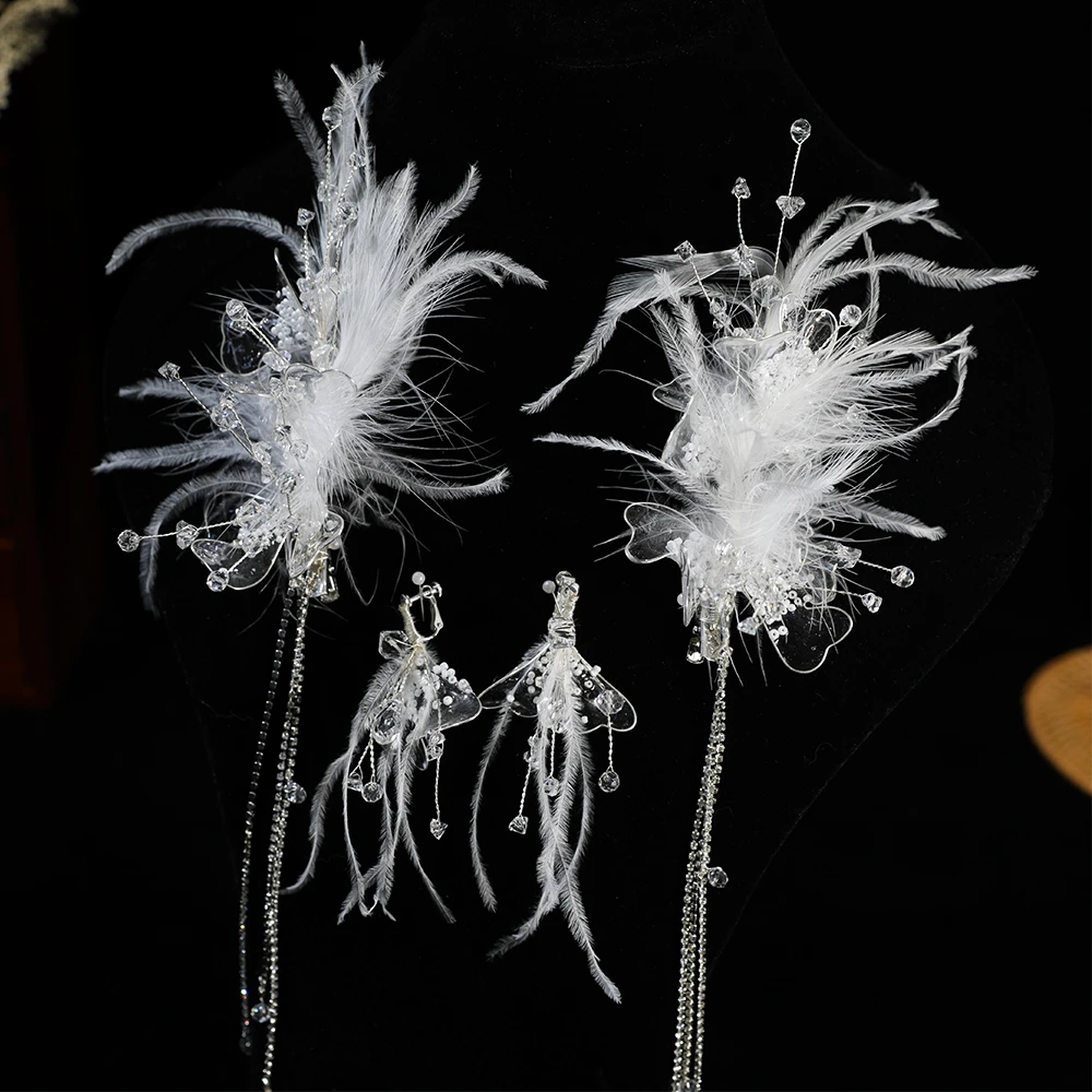 BH6265新娘头饰复古流苏秋冬韩式国风网红时尚森系短款