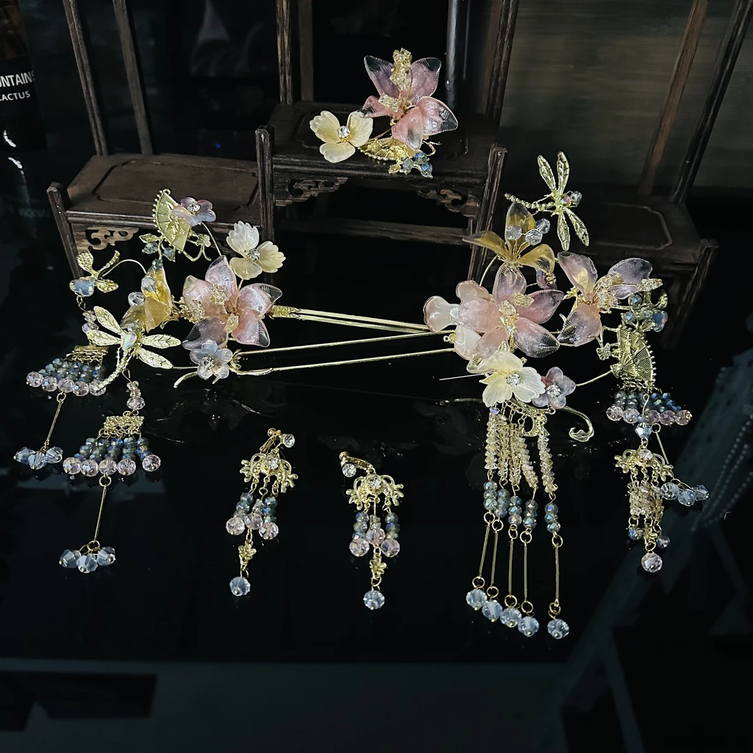 HZ973新品新娘结婚秀禾服国风粉色秀禾服新娘饰品头饰