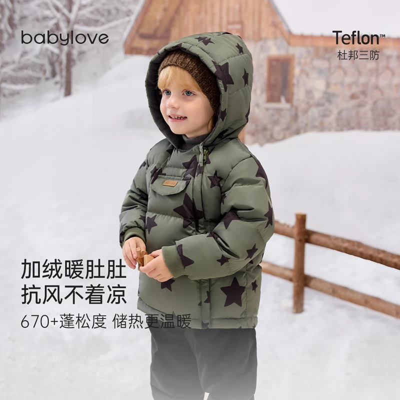 junejunior&babylove儿童羽绒外套防水防风秋冬季加绒蓬松厚外套