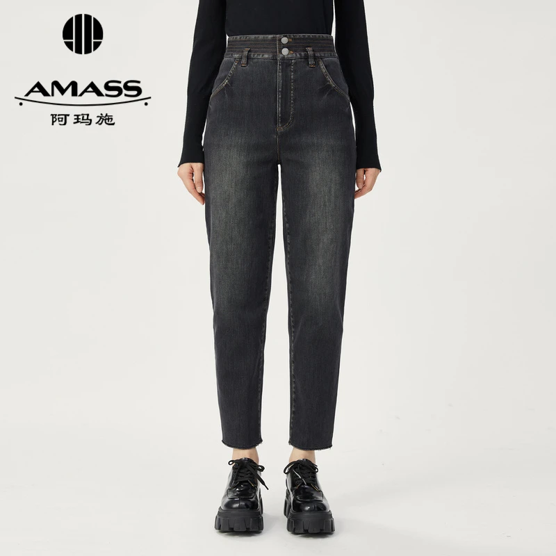 阿玛施时尚显瘦小脚烟管裤百搭弹力牛仔裤5100324