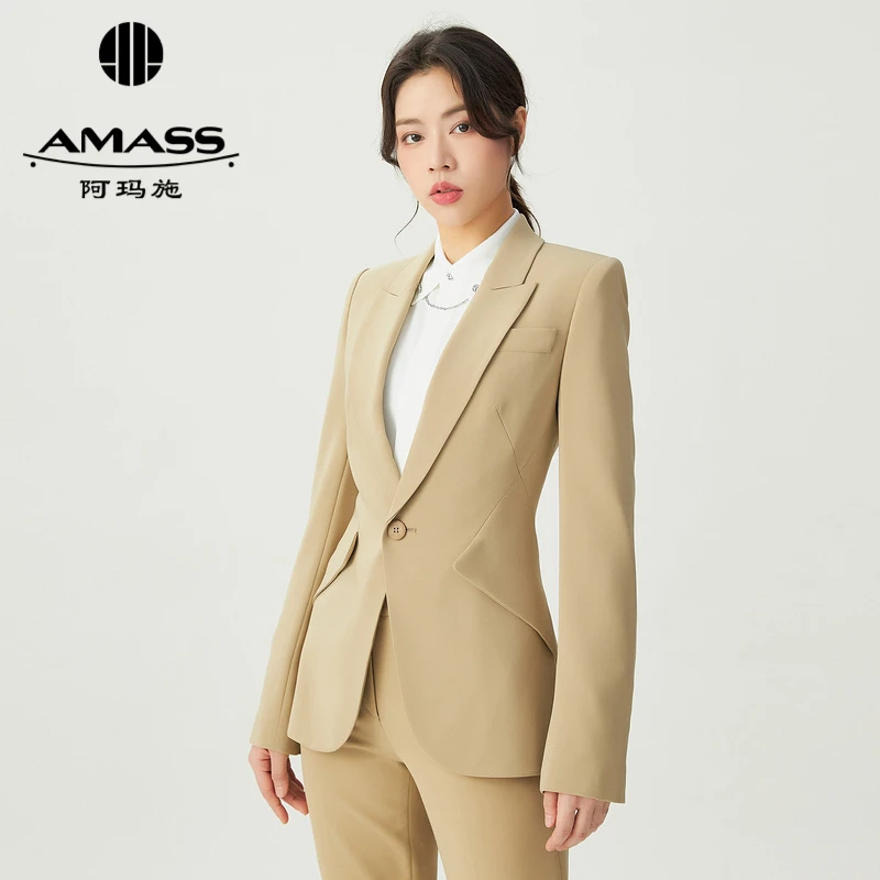 阿玛施AMASS 高人一等宫廷翻领单扣通勤西装5492809
