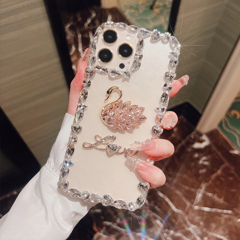 苹果高端iPhone14promax保护套新款天鹅潮牌13手机壳网红12防摔女