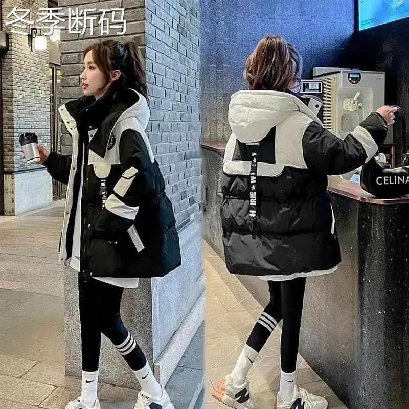 波司断码黑色中长款派克羽绒羽绒服女2023冬季新款小个子宽松显瘦