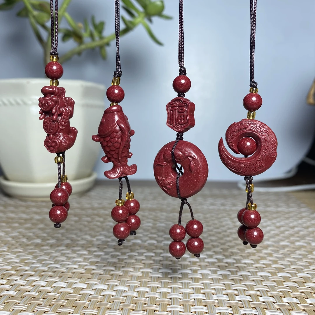 含辰砂工艺品天然高含量真朱砂时尚精美手机挂男女通用挎包挂件