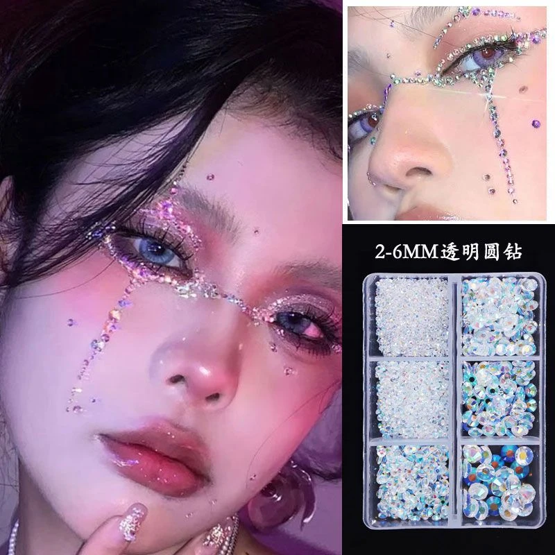 眼妆钻闪钻贴脸部珍珠表演新娘妆脸部饰品音乐节舞台表演眼角水钻