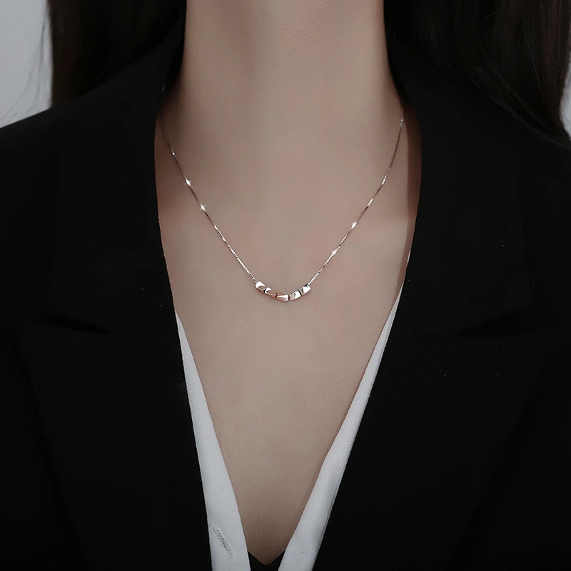 坠链均925银 法国ZSVIP转运珠银项链女冷淡风碎银子设计感潮锁骨