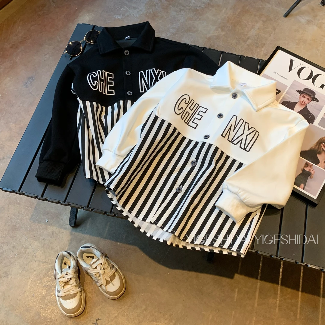 【现货】儿童儿童休闲韩版酷外套古风中大童春秋男童衬衫外套YG5772