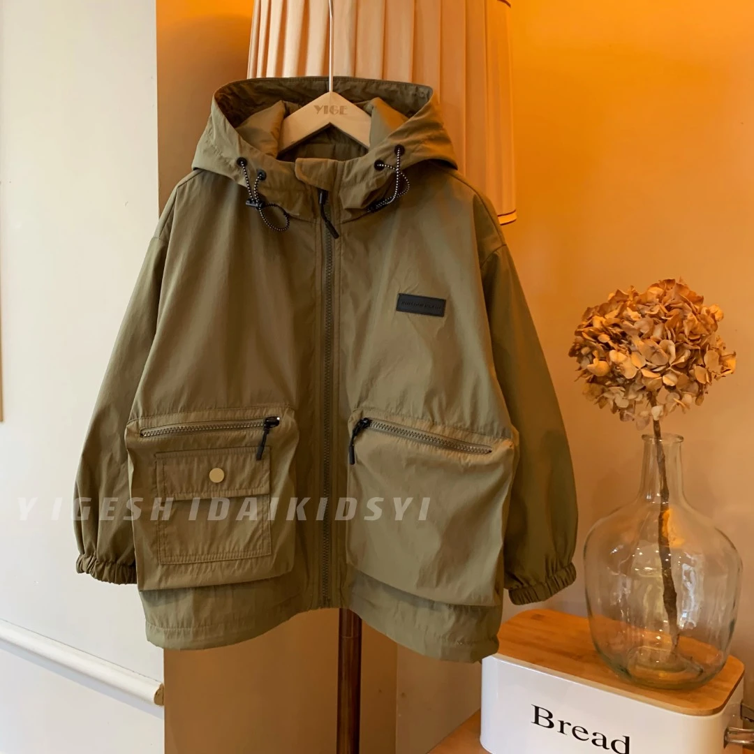 【现货】儿童外套韩版百搭休闲连帽外套连帽春秋时尚男童外套YG4086