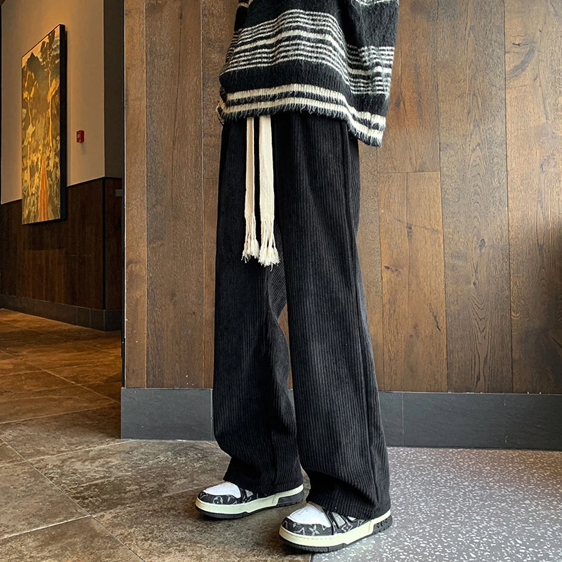 雪尼尔休闲直筒裤子男款秋季vibe宽松显瘦运动裤冬季加绒加厚长裤