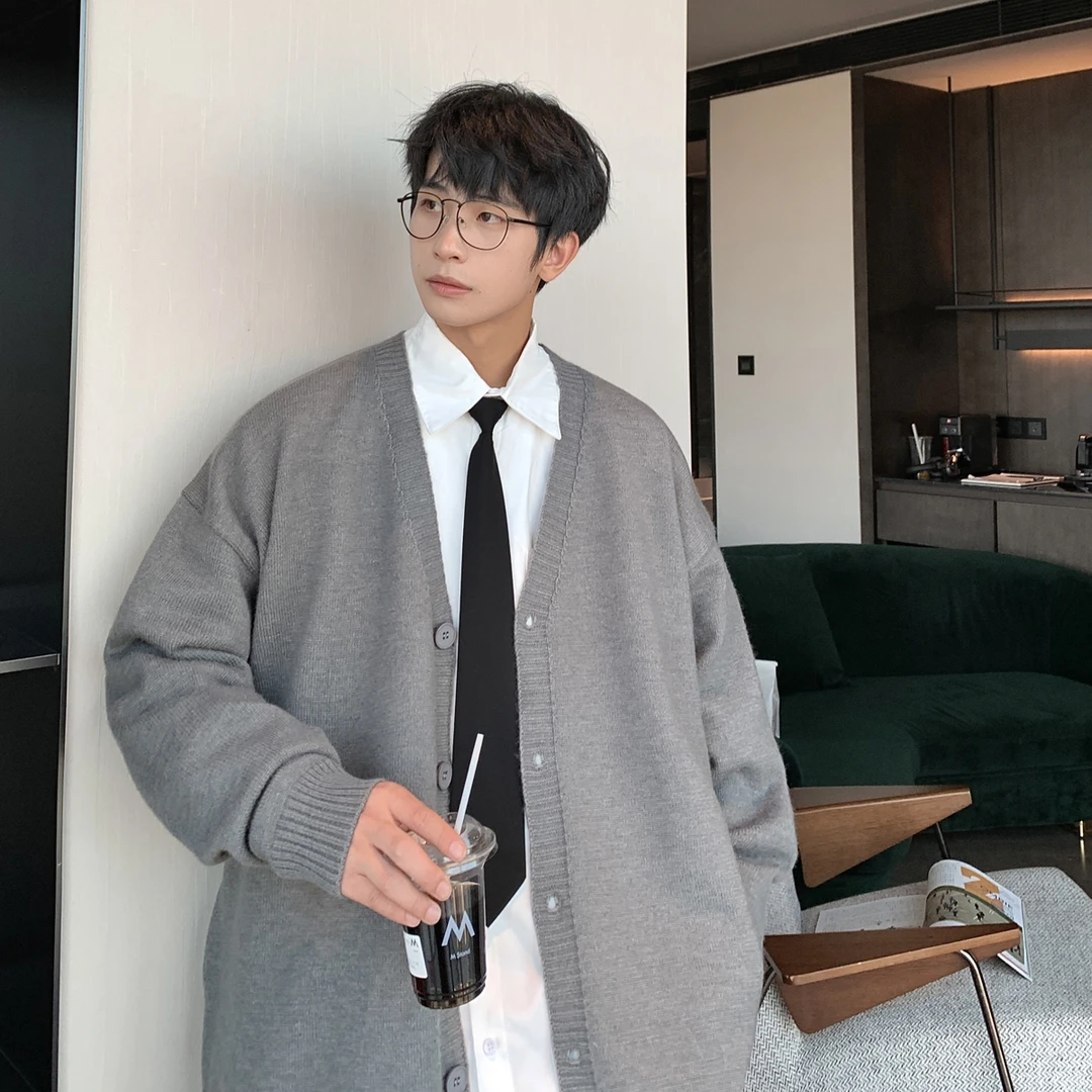毛衣开衫男款外套秋款ins潮流宽松百搭慵懒风长袖针织衫男毛线衣