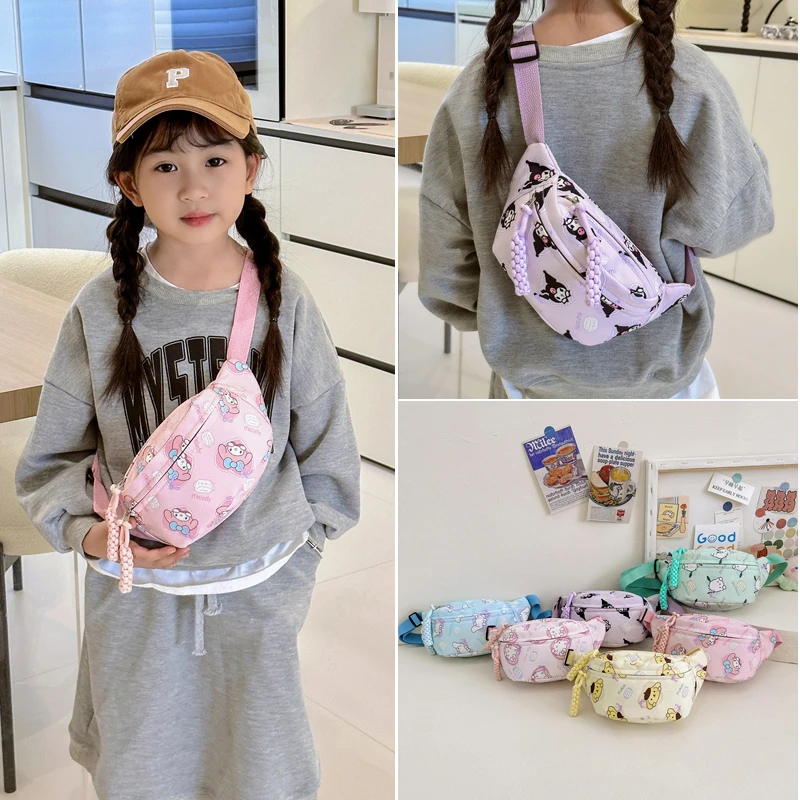 加徽章幼儿园儿童腰包2024洋气男女童宝宝库洛米斜挎可爱卡通胸包