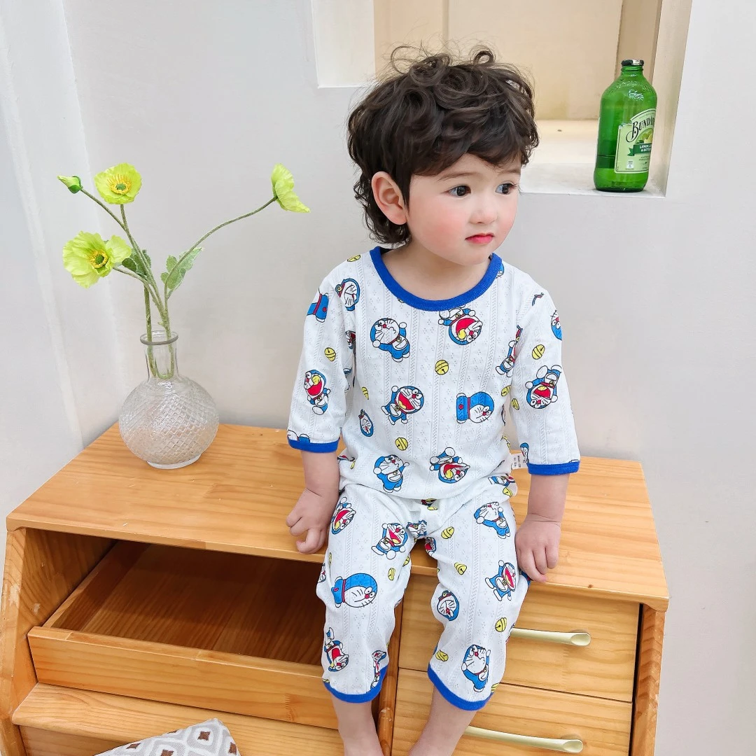 【框框专属】儿童夏季七分袖套装中小童家居服居家排汗卡通空调服
