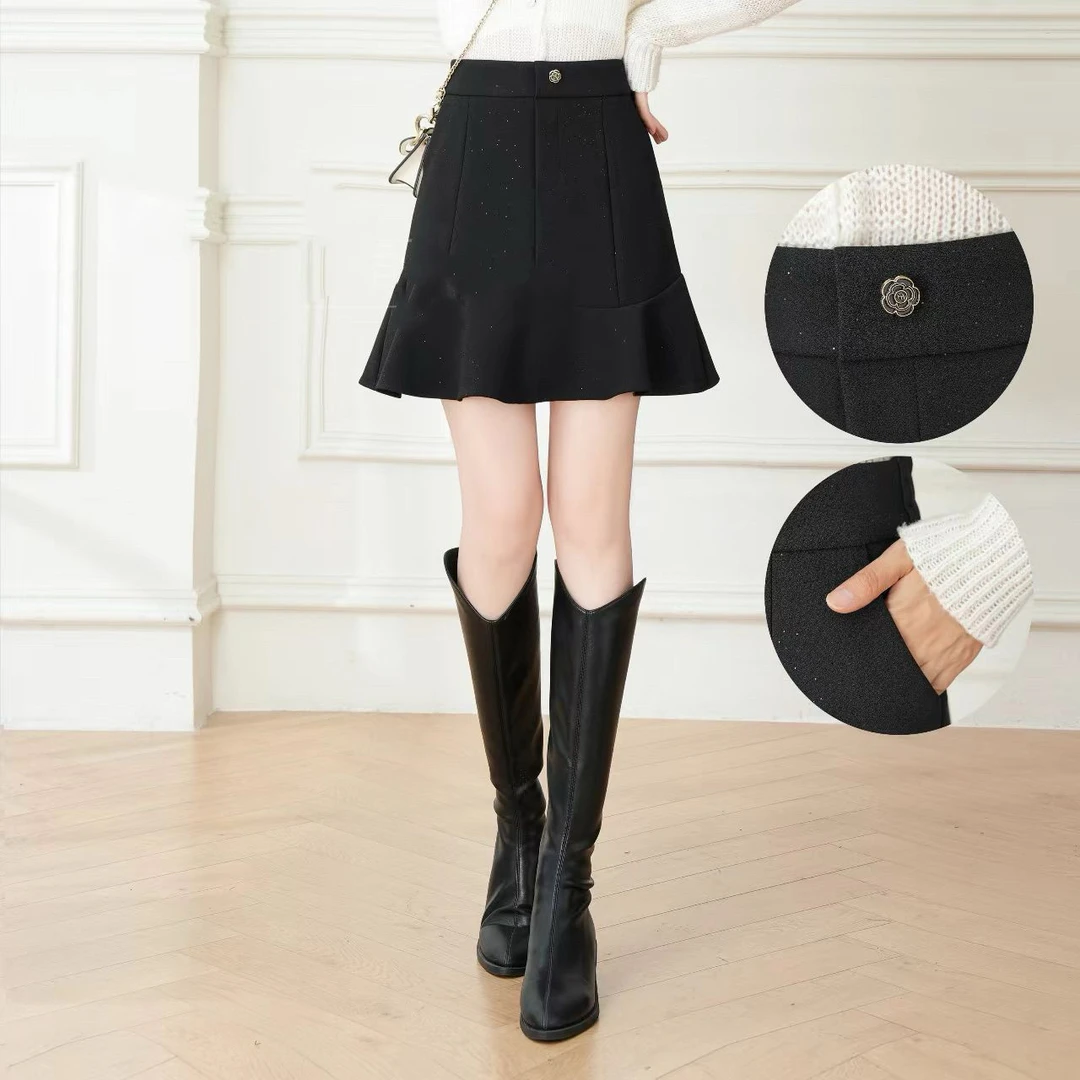 L57  高腰鱼尾短裙 秋季半身裙 后腰松紧 长45cm