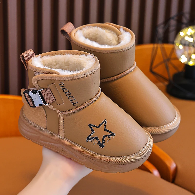 儿童雪地靴2024新款男童女童棉靴加绒加厚棉鞋中大童防滑靴子